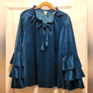 Bell Sleeve Velour Top